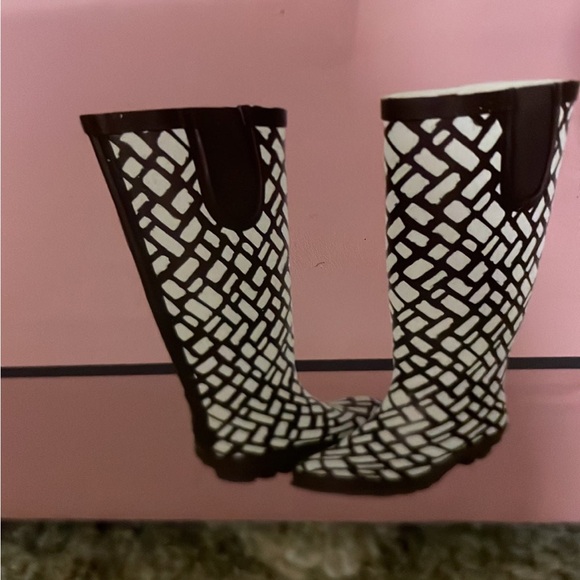 chic boho Rain Boots cape cod style htf print - Picture 3 of 4